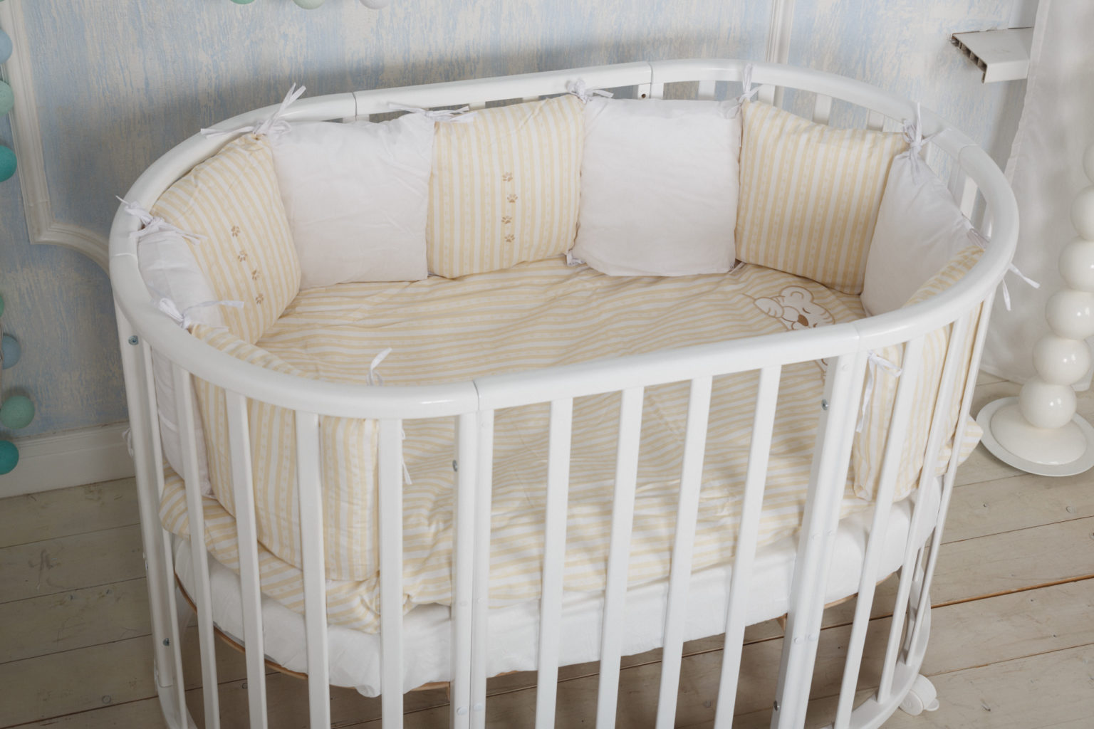 Детская кроватка трансформер Incanto Mimi 7 в 1, круглая/овальная, белая