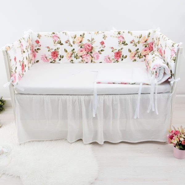 Ленточные бортики "Нежные розы" на кроватку Dreams Premium (к-т круг+овал)