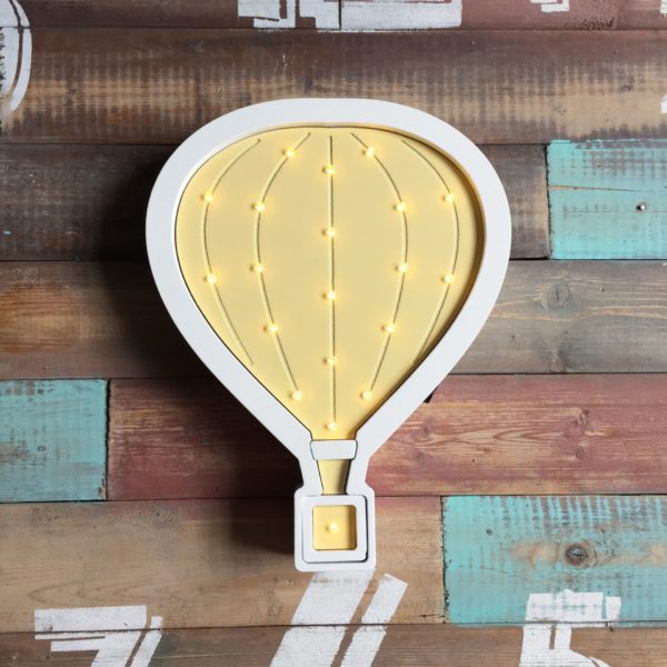 Ночник детский деревянный Воздушный шар белый/светло-желтый